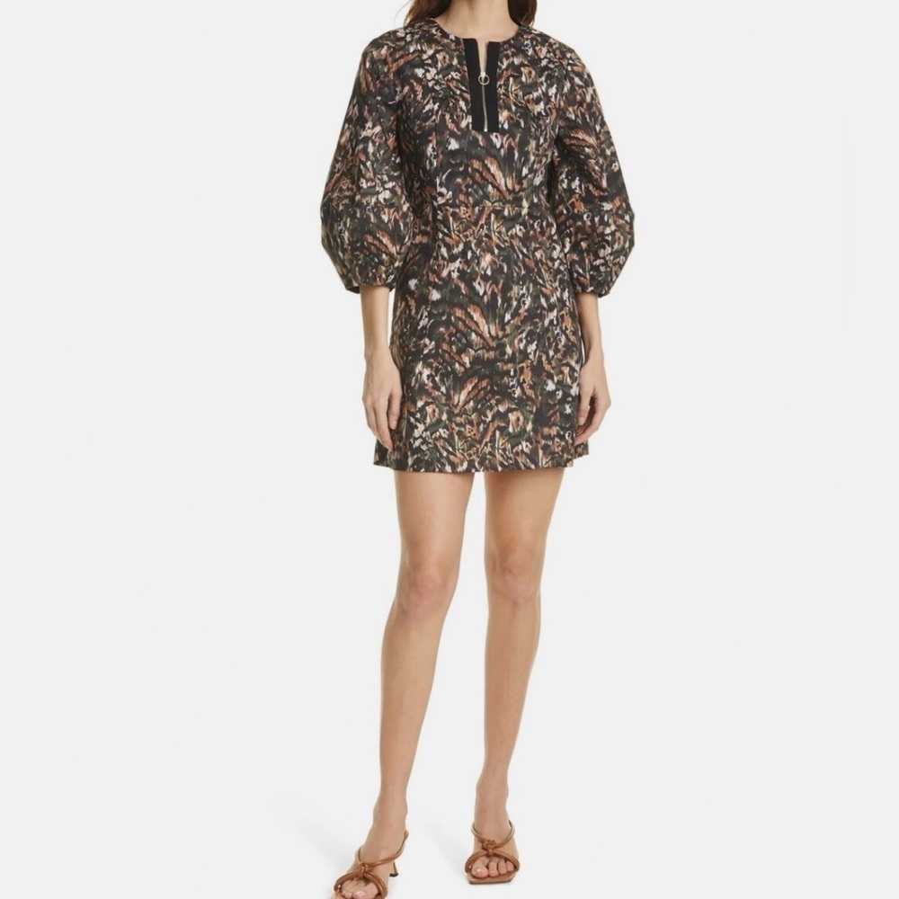 Ted Baker London Holiiy Dress Size 3 Urban Print Balloon Sleeve Stretch Cotton